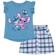 Disney Lilo \u0026 Stitch Angel T-Shirt and Skirt Plaid Toddler to Big Kid